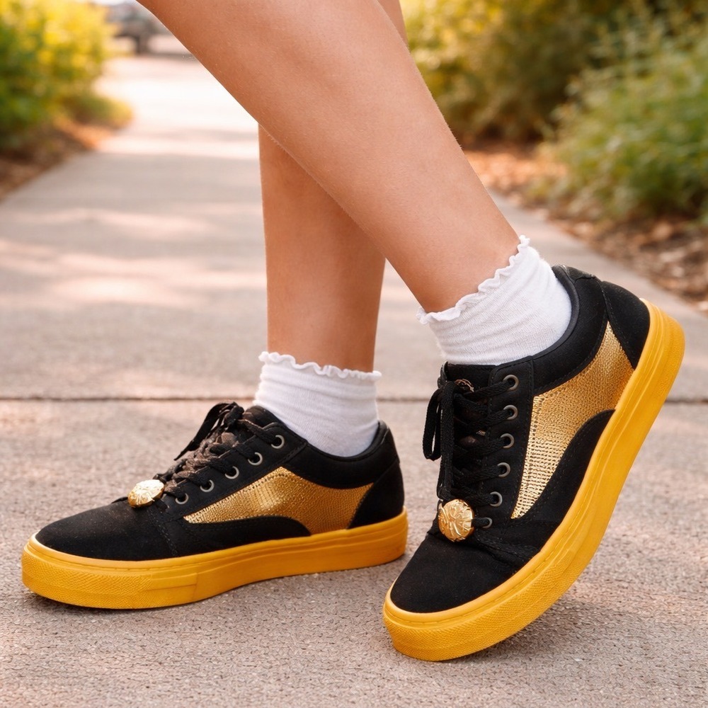 Vans Harry Potter Old Skool Golden Snitch Black Gold Sneakers 721356Mens 4 W 5.5